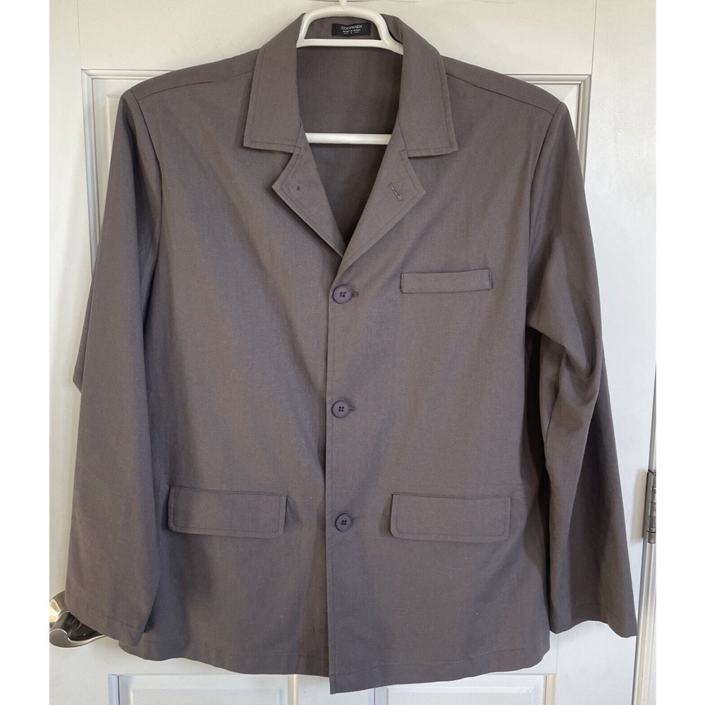 COOFANDY Men’s Three Button Lightweight Blazer Sz L Linen Cotton Modern City